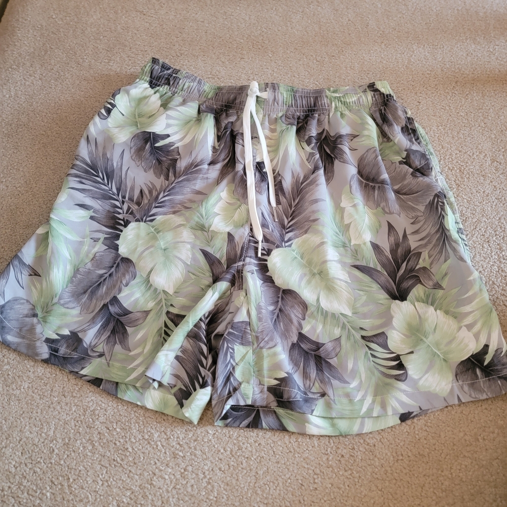 Tropical Floral Swim Trunks in Mint & Grey Mens Trunkys Brand XXL NEW W TAGS
